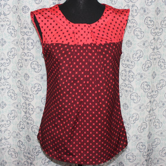New York & Company Red and Brown‎ Patterned Tank Blouse Size XS - Picture 1 of 9